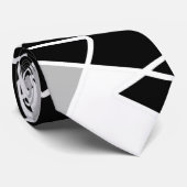 Cravate motif géométrique Abstrait - gris et blanc. (Roulé)