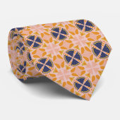 Cravate Motif géométrique abstrait orange et rose (Roulé)