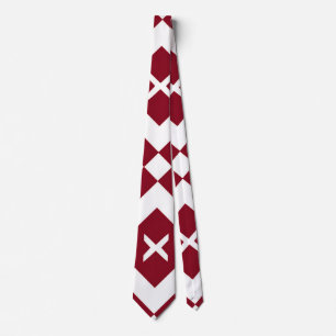 Cravate Motif géométrique abstrait rouge et blanc