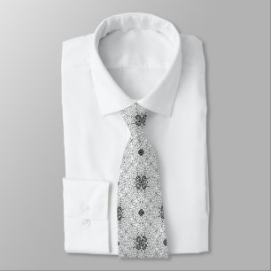 Cravate Motif géométrique ajouré blanc et noir Elsa