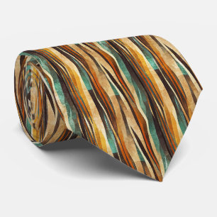 Cravate Motif géométrique Art Déco or sarcelle