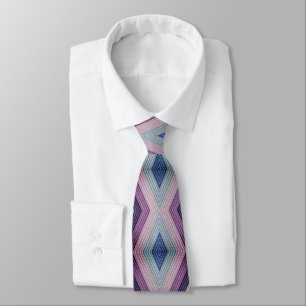 Cravate Motif géométrique audacieux dans mauve et bleu