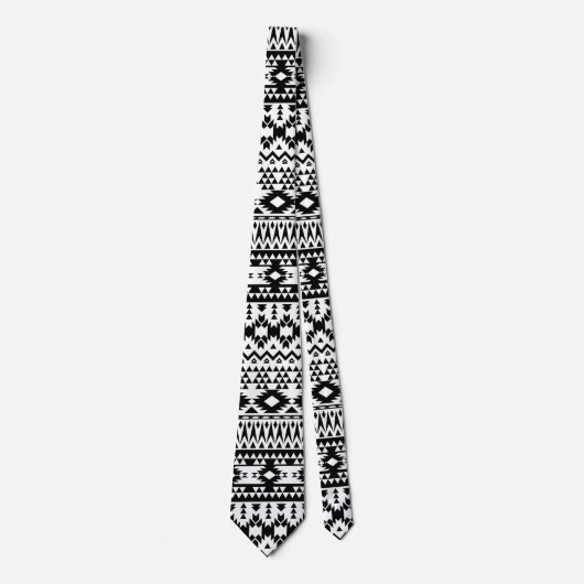 Cravate Motif géométrique Aztec noir et blanc (Devant)