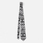 Cravate Motif géométrique Aztec noir et blanc (Dos)