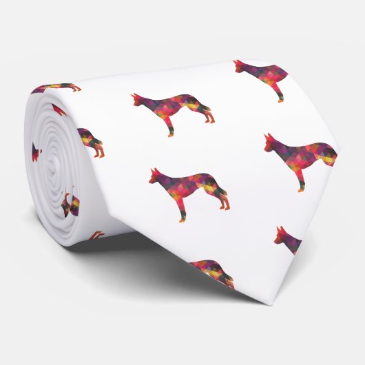 Cravate Motif géométrique belge Malinois Silhouette Mult (Roulé)