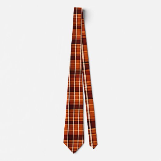 Cravate Motif géométrique Brown orange plaqué automatique (Devant)