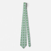 Cravate Motif géométrique complexe avec vert et beige (Devant)