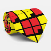 Cravate Motif géométrique de Carré rouge jaune (Roulé)