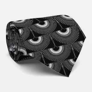 Cravate Motif géométrique de cygne volant en noir et blanc