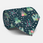 Cravate Motif géométrique de Succulents (Roulé)