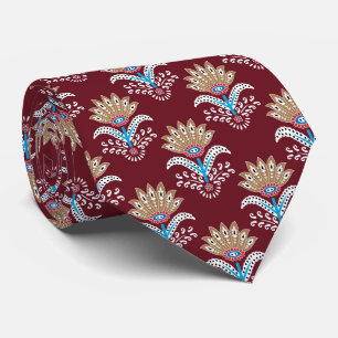 Cravate motif géométrique ethnique floral paisley sans cou