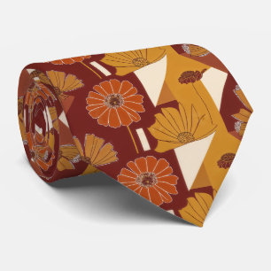 Cravate Motif géométrique floral automnal rustique
