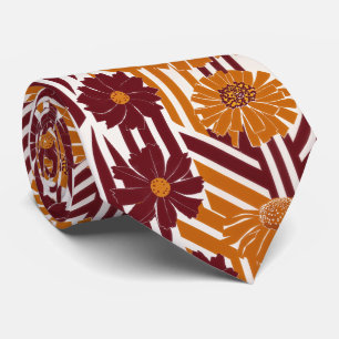 Cravate Motif géométrique floral automnal rustique (2)