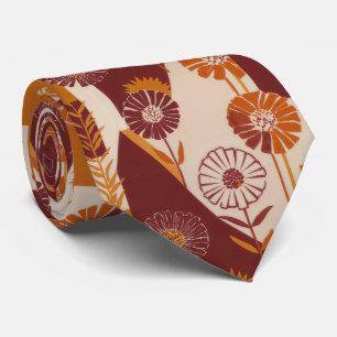 Cravate Motif géométrique floral automnal rustique (8)