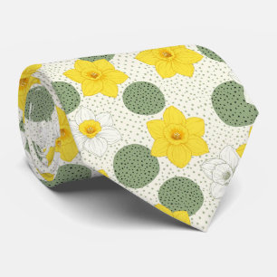 Cravate Motif géométrique floral de jonquille botanique (1