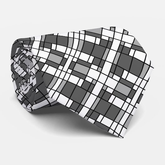 Cravate Motif géométrique gris moderne élégant (Roulé)