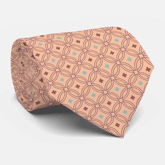 Cravate Motif géométrique interversible rose et bleu rétro (Roulé)