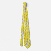 Cravate Motif géométrique jaune néon. (Dos)