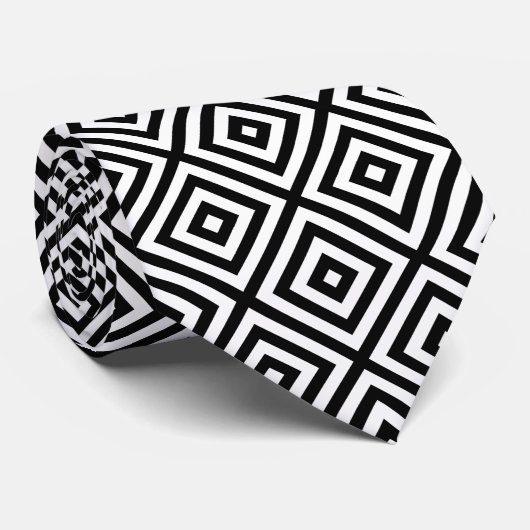 Cravate Motif géométrique moderne noir et blanc (Roulé)