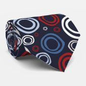 Cravate Motif géométrique moderne rouge blanc et bleu (Roulé)