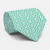 Cravate Motif géométrique moderne vert et blanc (Roulé)