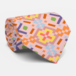 Cravate Motif géométrique mosaïque pixel pastel rétro
