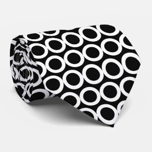 Cravate Motif géométrique noir et blanc Cercles
