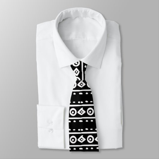 Cravate Motif géométrique noir et blanc classique (Attaché)