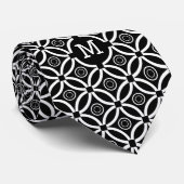Cravate Motif géométrique noir et blanc monogramme (Roulé)
