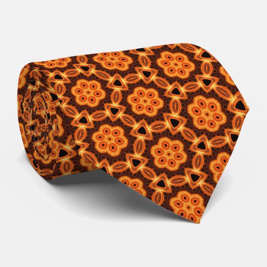 Cravate Motif géométrique orange 04 (Roulé)