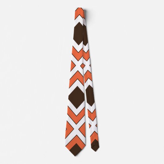 Cravate Motif géométrique orange Brown Diamant (Devant)