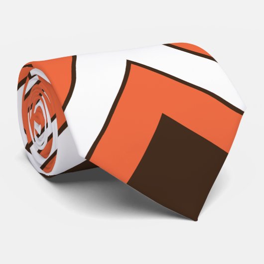 Cravate Motif géométrique orange Brown Diamant (Roulé)