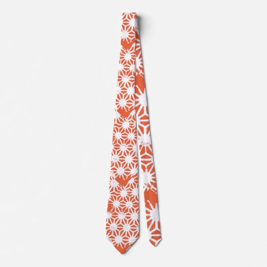Cravate Motif géométrique orange et blanc (Devant)