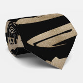 Cravate motif géométrique preppy bandes noir et or (Roulé)