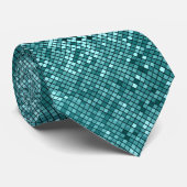 Cravate Motif géométrique rétro bleu-vert (Roulé)