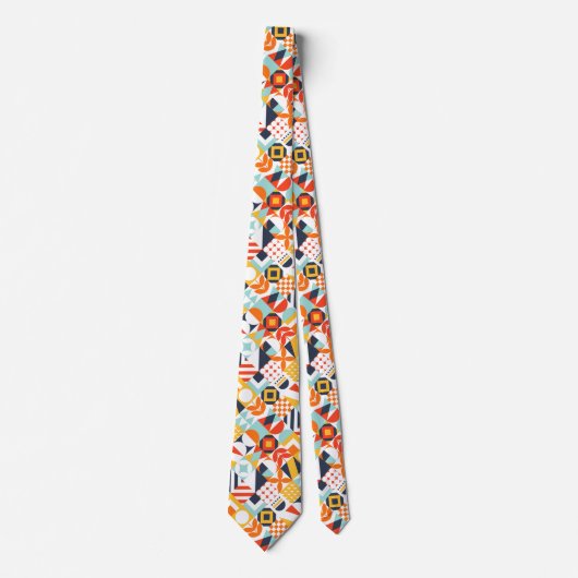 Cravate Motif géométrique rétro coloré (Devant)