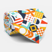 Cravate Motif géométrique rétro coloré (Roulé)