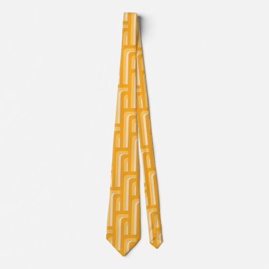 Cravate Motif géométrique rétro-jaune (Devant)
