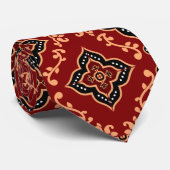 Cravate Motif géométrique rouge / Impression indienne (Roulé)