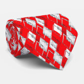 Cravate Motif géométrique rouge néon. (Roulé)