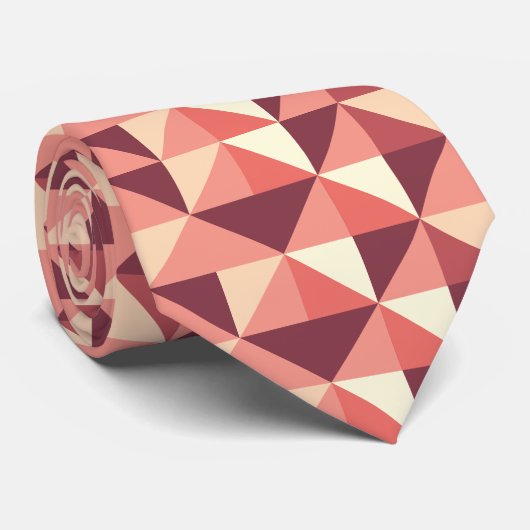 Cravate Motif Géométrique Triangle Rose Pêche Violet (Roulé)