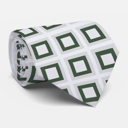 Cravate Motif géométrique turquoise gris vert (Roulé)