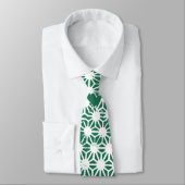 Cravate Motif géométrique vert et blanc (Attaché)