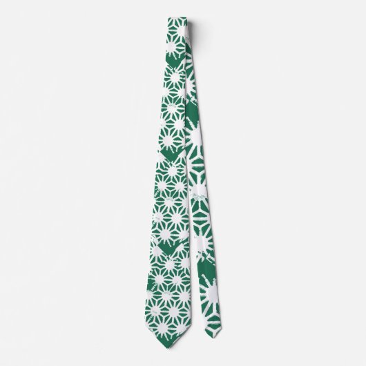 Cravate Motif géométrique vert et blanc (Devant)