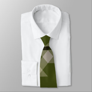 Cravate motif géométrique vert olive