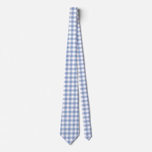 Cravate Motif Gingham Bleu Clair Imprimé Carreaux Classiqu (Devant)