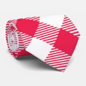 Cravate Motif Gingham Rouge et Blanc Classique Rustique (Roulé)