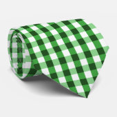 Cravate Motif Gingham Vert Forêt (Roulé)