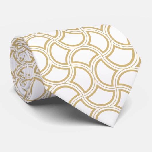Cravate Motif Gold Art Déco en blanc (Roulé)