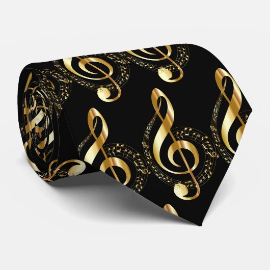 Cravate Motif Gold Clef (Roulé)